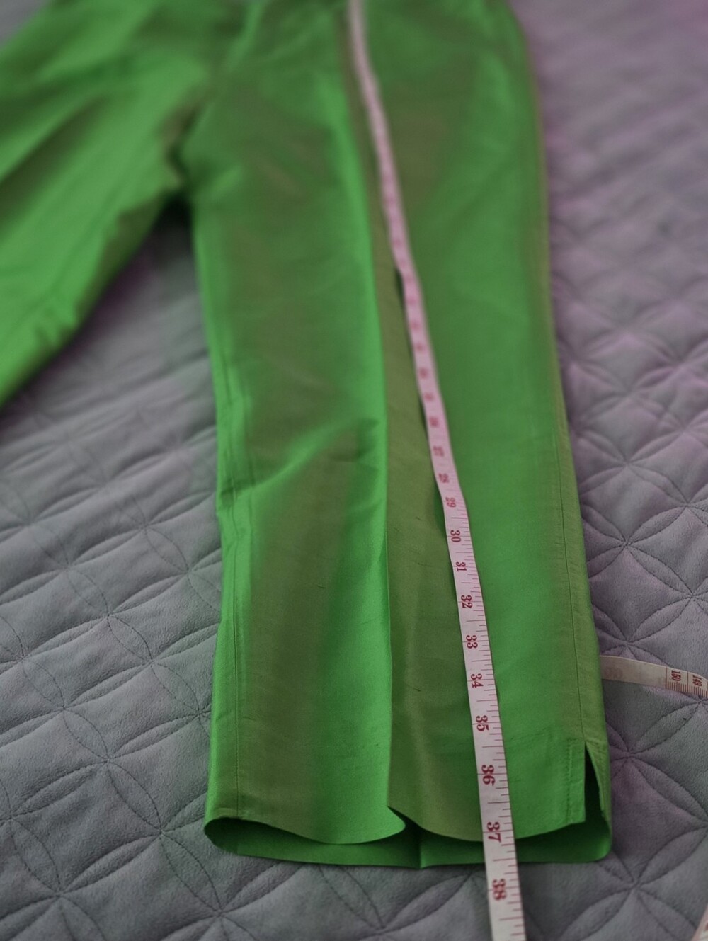 Ralph Lauren Bright Green 100% Silk Two-Piece Pantsuit - Picture 11 of 15